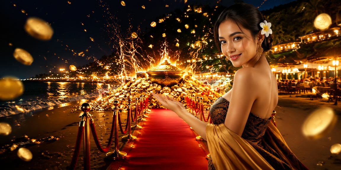 Suasana pantai tropis dengan casino betting yang santai dan menyenangkan