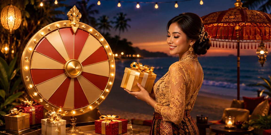Lucky draw di tepi pantai dengan peserta yang antusias